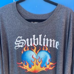 Sublime Graphic Tee with Heart and Flames